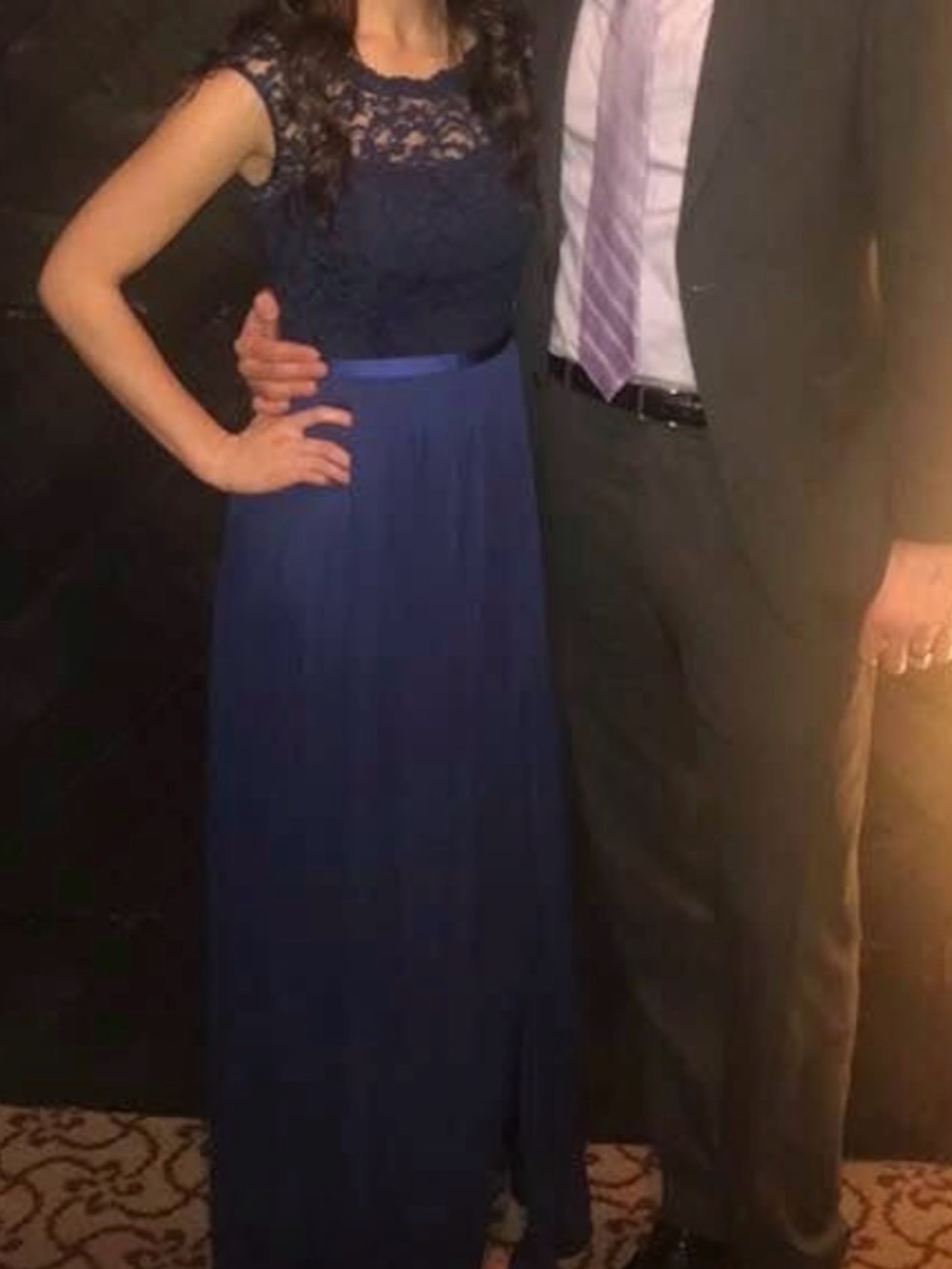 Navy Lace Bodice Maxi Dress